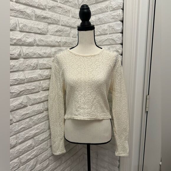 Saturdays NYC Peii Cotton Mesh Long Sleeve Top in Ivory - Picture 5 of 10